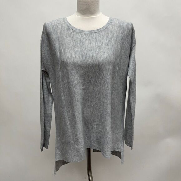 NYDJ Not Your Daughter's Jeans Sweater Small Light Gray Long Sleeve Open Back - Picture 1 of 9